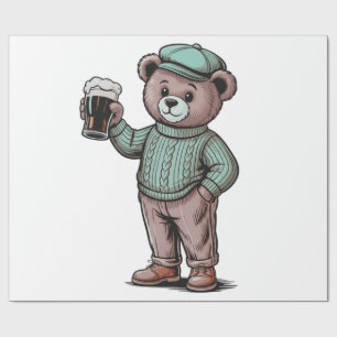 Papel De Regalo Oso de peluche lindo que sostiene cerveza