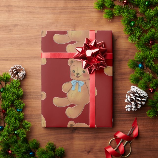Papel De Regalo Oso de peluche navidades (Regalo de vacaciones)