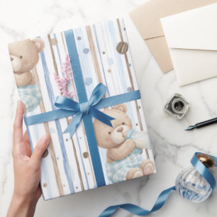 Papel De Regalo Oso de peluche niño bebiendo biberón