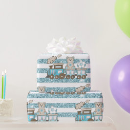 Papel De Regalo Oso de peluche niño ducha azul