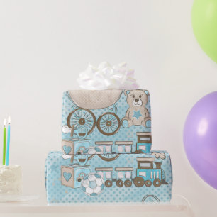 Papel De Regalo Oso de peluche niño ducha azul