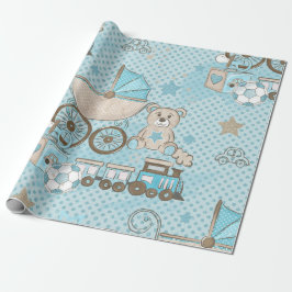 Papel De Regalo Oso de peluche niño ducha azul