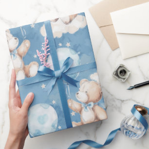 Papel De Regalo Oso de peluche niño flotando globo