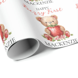 Papel De Regalo Oso de peluche nombre personalizado cumpleaños Ber