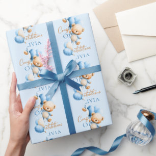Papel De Regalo Oso de peluche personalizado para baby shower de n