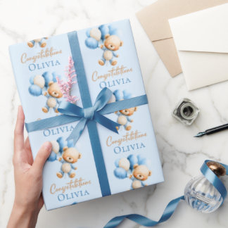 Papel De Regalo Oso de peluche personalizado para baby shower de n