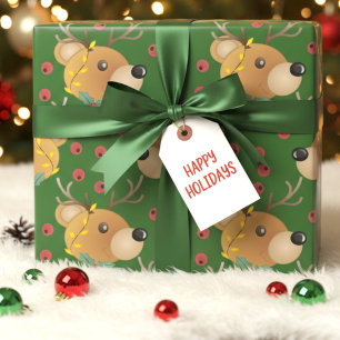 Papel De Regalo Oso de peluche verde de Navidad