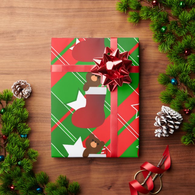 Papel De Regalo Oso de Santa Teddy en caldo de Navidades (Regalo de vacaciones)