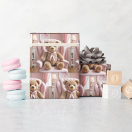 Papel De Regalo Oso De Teddy Con Bow Rosa