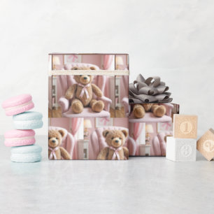 Papel De Regalo Oso De Teddy Con Bow Rosa