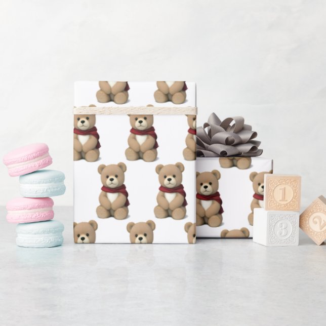 Papel De Regalo Oso De Teddy Con Cubierta (Baby Shower)
