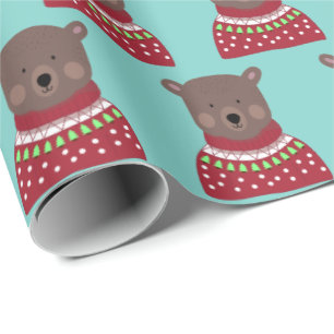Papel De Regalo Oso del navidad