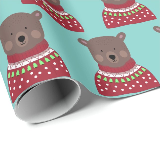 Papel De Regalo Oso del navidad (Esquina del rollo)