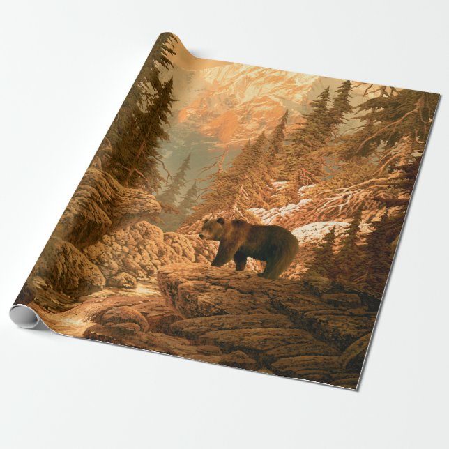 Papel De Regalo Oso en el oso de las montañas rocosas, marrón, ani (Desenrollado)