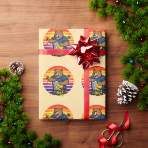 Papel De Regalo Oso Enojado con Sombrero de Rallador de Queso y Ga