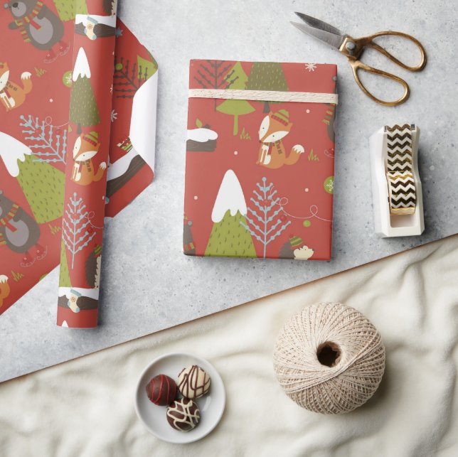 Papel De Regalo Oso, Fox y los niños de peluche son divertidos (Artesanía)