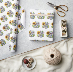 Papel De Regalo Oso Koloa acuarela con girasol