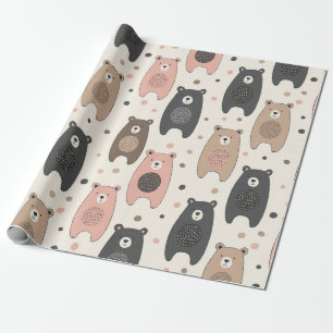 Papel De Regalo Oso Lindo - Suave Bosque Pastel (1)