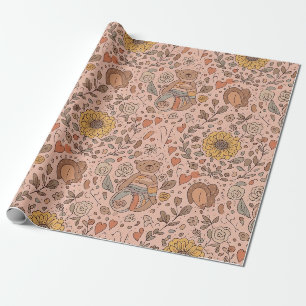 Papel De Regalo Oso Lindo - Suave Bosque Pastel (7)