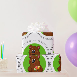 Papel De Regalo Oso Marrón Con Helado
