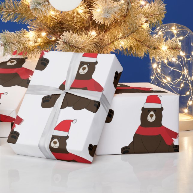 Papel De Regalo Oso marrón de vacaciones de invierno (Vacaciones)