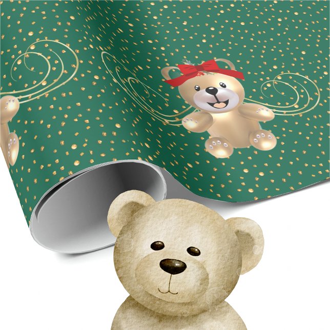 Papel De Regalo Oso Navidad dorado (Subido por el creador)