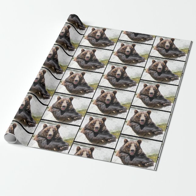 Papel De Regalo oso negro relajado (Desenrollado)