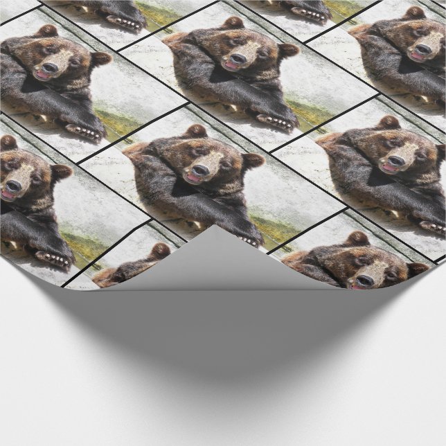 Papel De Regalo Oso negro sonriente (Esquina)