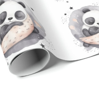 Papel De Regalo Oso Panda Bebé Acuarela Hora de la Siesta