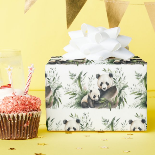 Papel De Regalo Oso Panda Con Cubo (Fiesta de cumpleaños )