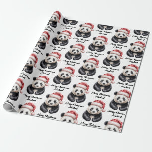 Papel De Regalo Oso Panda de Feliz Navidad Personalizado