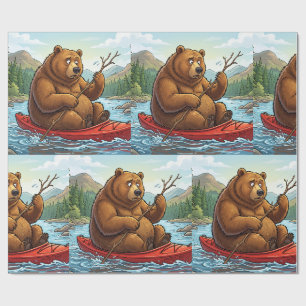 Papel De Regalo Oso Pardo Divertido en Cayo de Dibujos Animados