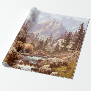 Papel De Regalo Oso pardo en las montañas rocosas / Oso AF-006g