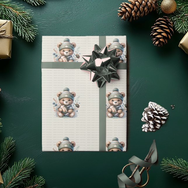 Papel De Regalo Oso Personalizado lindo (Cute Custom Bear Wrapping Paper)