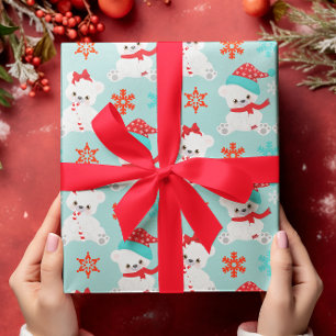 Papel De Regalo Oso Polar Azul Fiesta de Navidad de Invierno
