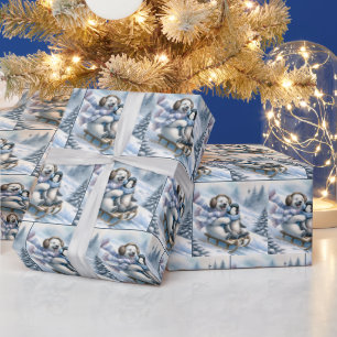 Papel De Regalo Oso Polar con un pingüino