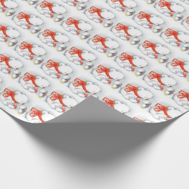 Papel De Regalo Oso Polar Cuaderno y Chick Infantil (Esquina)