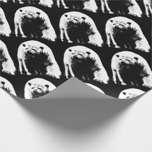 Papel De Regalo Oso Polar de Arte Pop Blanco y Negro