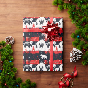 Papel De Regalo Oso Polar de Búfalo Rojo