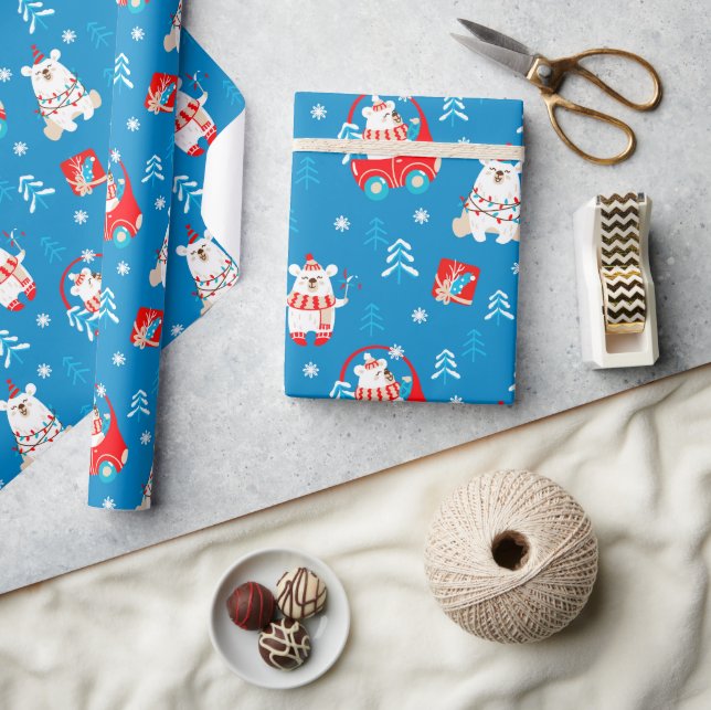 Papel De Regalo Oso Polar de Navidad (Artesanía)