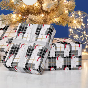 Papel De Regalo Oso Polar De navidades En La Placa De Tartán