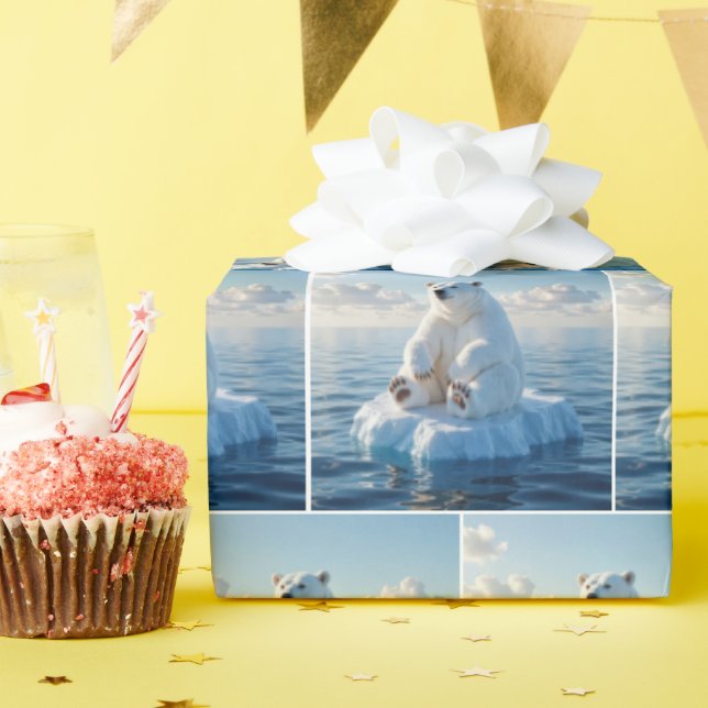 Papel De Regalo Oso polar flotando en un témpano de hielo (Fiesta de cumpleaños )