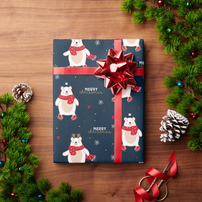 Papel De Regalo Oso Polar Navidad  (Regalo de vacaciones)