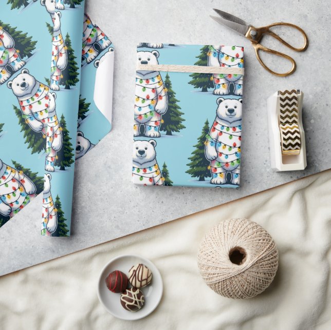Papel De Regalo Oso polar navidades (Artesanía)