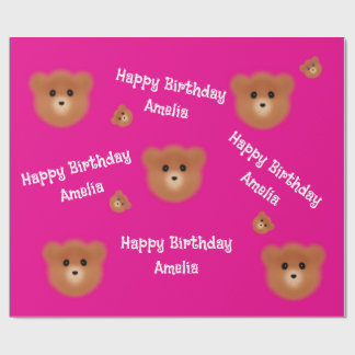 Papel De Regalo Oso Rosa Personalizado
