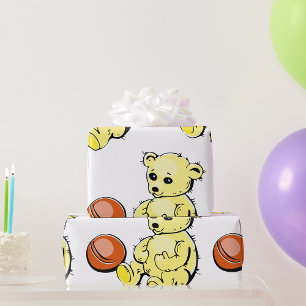 Papel De Regalo Oso Teddy amarillo