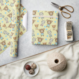 Papel De Regalo Oso y cebra bebé lindos