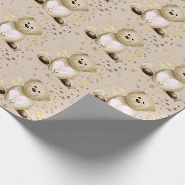 Papel De Regalo Oso y corazón de peluche (Esquina)