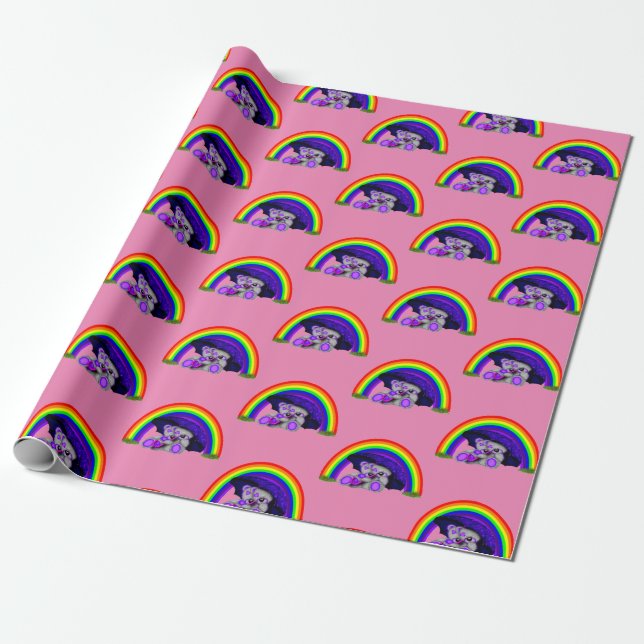 Papel De Regalo osos adorables bajo el arcoiris para chicas (Desenrollado)