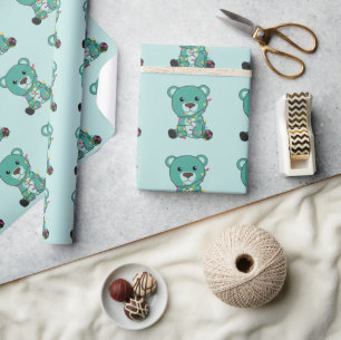 Papel De Regalo Osos coloridos Feliz Navidad Animales de Invierno